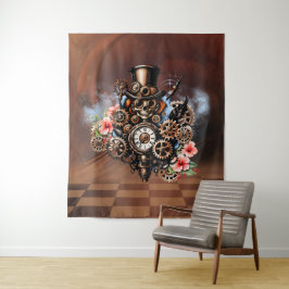 Schattige steampunk ontwerp wandkleed
