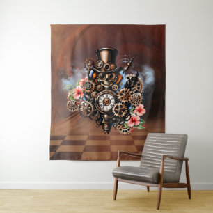 Schattige steampunk ontwerp wandkleed