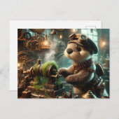 Schattige Steampunk Otter Werkt op Machinery Briefkaart (Voorkant / Achterkant)