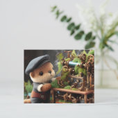 Schattige Steampunk Otter Werkt op Machinery Briefkaart (Staand voorkant)