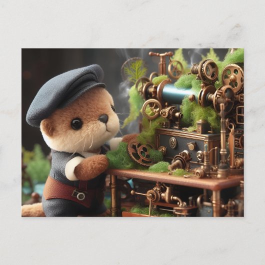 Schattige Steampunk Otter Werkt op Machinery Briefkaart (Voorkant)