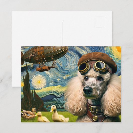 Schattige Steampunk Poedel en Eenden Briefkaart (Voorkant / Achterkant)