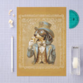 Schattige Steampunk Teckel Hond, Glas FS1L Decoupa Tissuepapier (Craft)