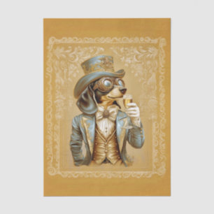 Schattige Steampunk Teckel Hond, Glas FS1R Decoupa Tissuepapier