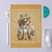 Schattige Steampunk Teckel Hond, Glas FS1R Decoupa Tissuepapier (Craft)