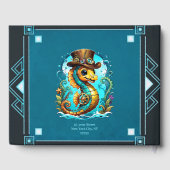 Schattige steampunk zeepaardje met een stijlvol pe gastenboek (Achterkant)