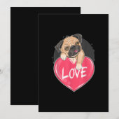 Schattige steel ik harten pug | Valentijnsdag Cade (Voorkant / Achterkant)