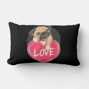 Schattige steel ik harten pug   Valentijnsdag Cade Kussen