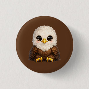 Schattige Steenarend Met Grote Ogen Knus Natuur Ronde Button 3,2 Cm