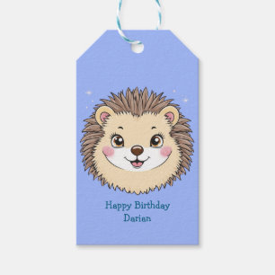 Schattige stekelvarken huisdier cartoon Verjaardag Cadeaulabel