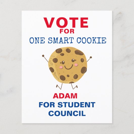 Schattige Stem Voor Klasse President: Smart Cookie Flyer (Voorkant)