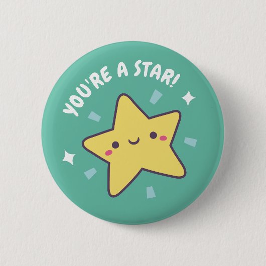 Schattige Ster Doodle Ronde Button 5,7 Cm (Voorkant)
