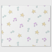 schattige sterren en muzikale noten cadeaupapier (Vlak)
