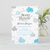 Schattige sterren & wolken babyshower kaart (Staand voorkant)