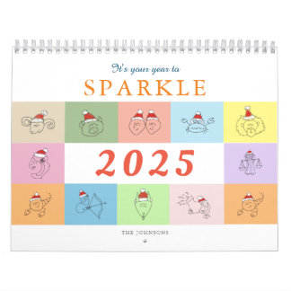 Schattige sterrenbeelden en positieve citaten 2025 kalender