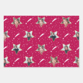 Schattige Sterrenpatroon Heldere kleuren Foto Kers Inpakpapier Vel (Voorkant)