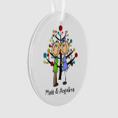 Schattige Stick Figuur Paar Vakantie Ornament (voorkant)