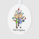 Schattige Stick Figuur Paar Vakantie Ornament (voorkant)