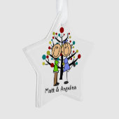 Schattige Stick Figuur Paar Vakantie Ornament (voorkant)