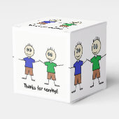 Schattige Stick Figuur Twin Boys Verjaardagsfeestj Bedankdoosjes (Voorkant Zijde)