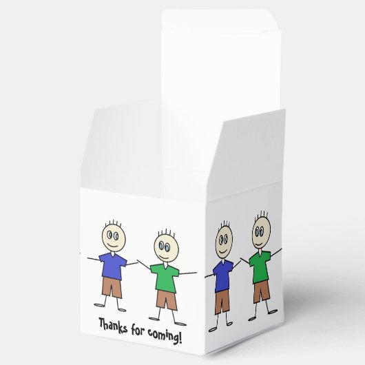Schattige Stick Figuur Twin Boys Verjaardagsfeestj Bedankdoosjes (Geopend)