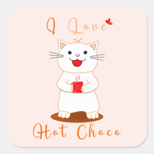 Schattige Sticker |  Ik hou van warme choco (Voorkant)