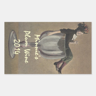 schattige Sticker Lady in wijnglas  Etikettering