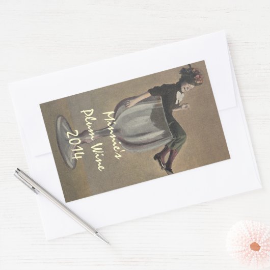 schattige Sticker Lady in wijnglas Etikettering (Envelop)