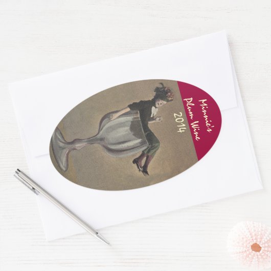 schattige Sticker Lady in wijnglas  Etikettering (Envelop)