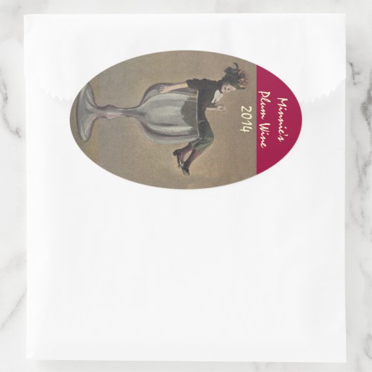 schattige Sticker Lady in wijnglas  Etikettering (Tas)