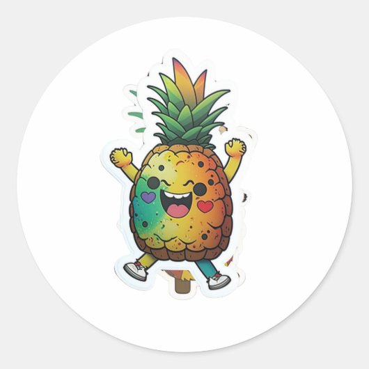 Schattige Stickers ananas voor elke occasio (Voorkant)