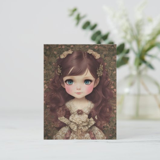 Schattige  stijl Chibi Kawaii Girl Art Briefkaart (Staand voorkant)