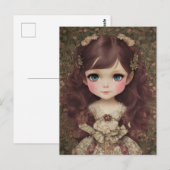 Schattige  stijl Chibi Kawaii Girl Art Briefkaart (Voorkant / Achterkant)