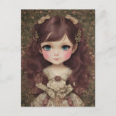 Schattige stijl Chibi Kawaii Girl Art Briefkaart (Voorkant)