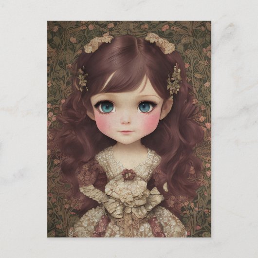 Schattige  stijl Chibi Kawaii Girl Art Briefkaart (Voorkant)