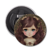 Schattige  stijl Chibi Kawaii Girl Art Button Flesopener (Voorkant)