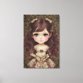 Schattige stijl Chibi Kawaii Girl Art Canvas Afdruk (Voorkant)