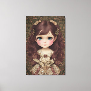 Schattige  stijl Chibi Kawaii Girl Art Canvas Afdruk