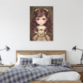 Schattige stijl Chibi Kawaii Girl Art Canvas Afdruk (Insitu (Slaapkamer))