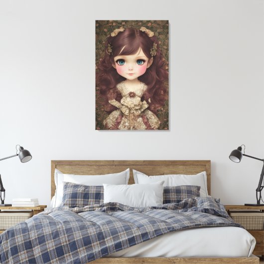 Schattige stijl Chibi Kawaii Girl Art Canvas Afdruk (Insitu (Slaapkamer))