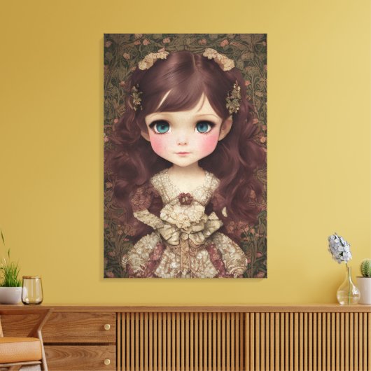 Schattige stijl Chibi Kawaii Girl Art Canvas Afdruk (Insitu (Woonkamer))