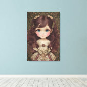 Schattige stijl Chibi Kawaii Girl Art Canvas Afdruk (Insitu (Houten vloer))
