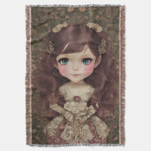 Schattige  stijl Chibi Kawaii Girl Art Deken (Voorkant Verticaal)