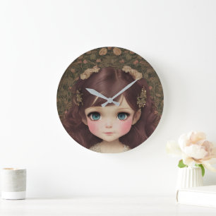 Schattige  stijl Chibi Kawaii Girl Art Grote Klok