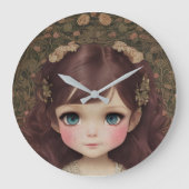 Schattige  stijl Chibi Kawaii Girl Art Grote Klok (Voorkant)