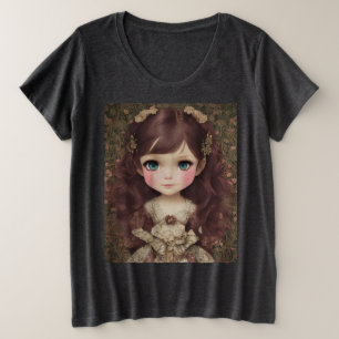 Schattige  stijl Chibi Kawaii Girl Art Grote Maat T-shirt