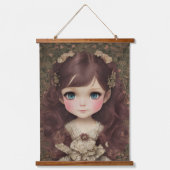 Schattige stijl Chibi Kawaii Girl Art Hangend Wandkleed (Voorkant)