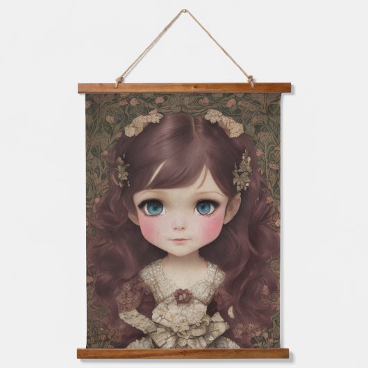 Schattige  stijl Chibi Kawaii Girl Art Hangend Wandkleed (Voorkant)