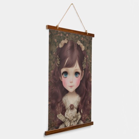 Schattige  stijl Chibi Kawaii Girl Art Hangend Wandkleed (Gebogen)