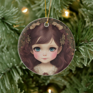 Schattige  stijl Chibi Kawaii Girl Art Keramisch Ornament